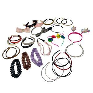 Lot of 33 Girls Headbands Multi Styles Colors Fabric Plastic Stretchy Floral